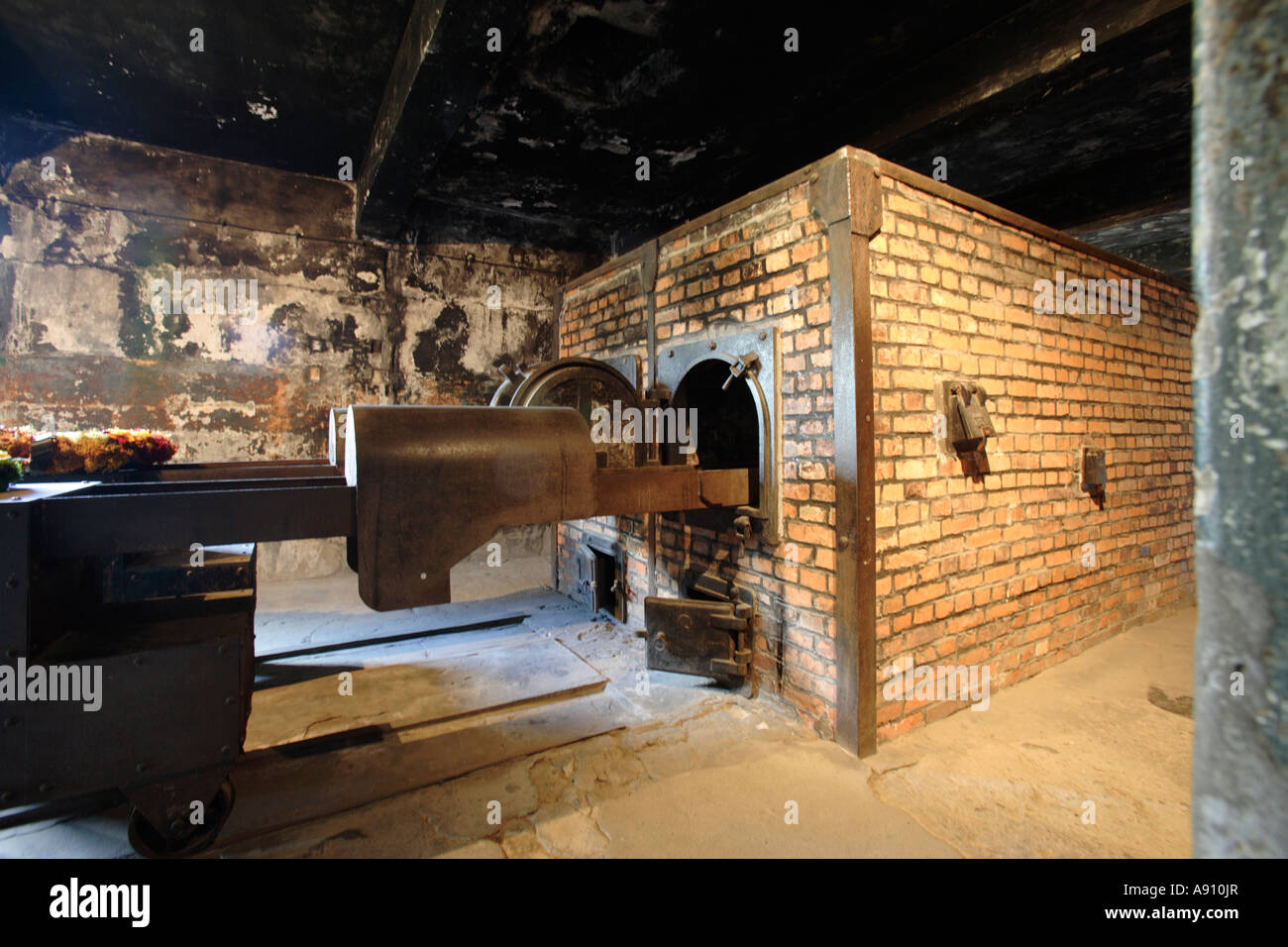 Il forno di cremazione in Auschwitz campo di concentramento nazista, Polonia Foto Stock