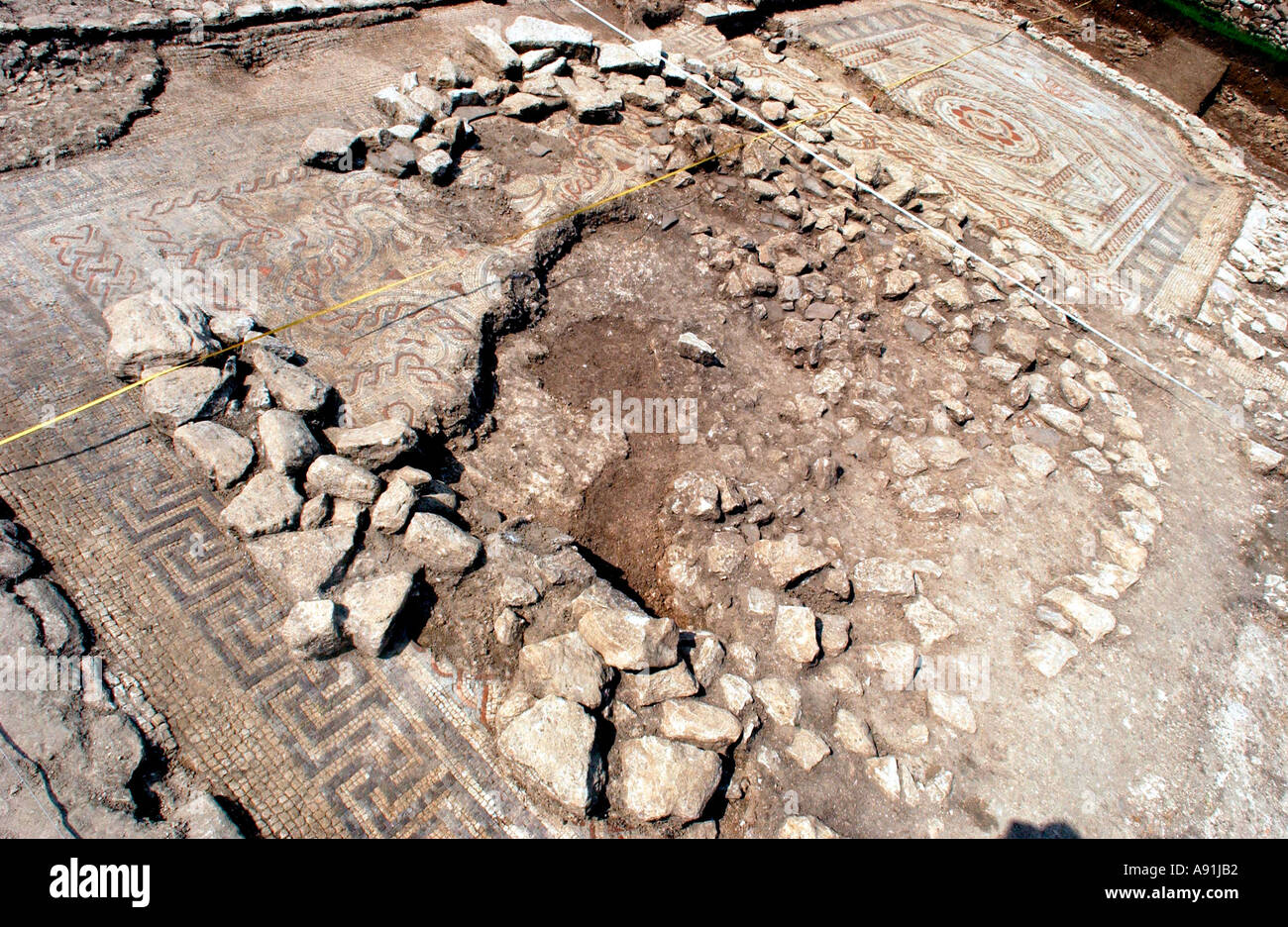 Un battistero paleocristiano, parte dei resti di un British Villa Romana a Bradford on Avon Wiltshire Foto Stock