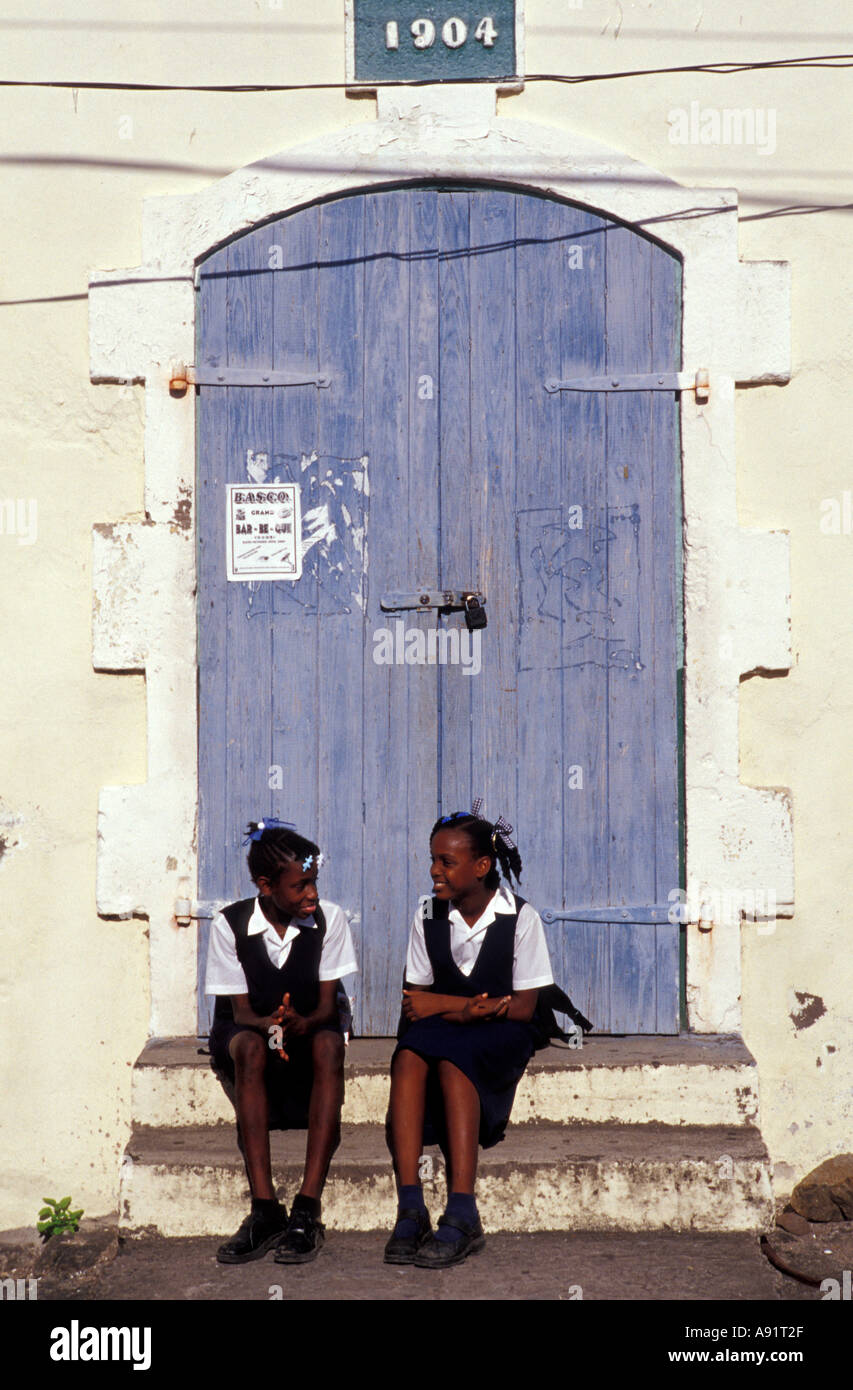 Caraibi, BWI, Santa Lucia, Scene di strada, Soufriere. Foto Stock