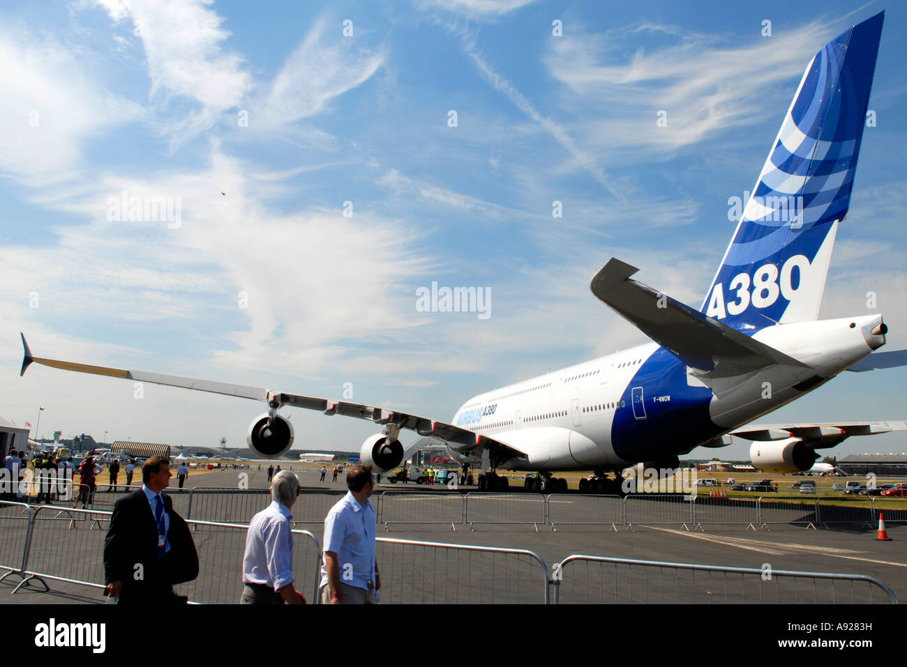 L'Airbus A380 sul display all'Airshow di Farnborough Hampshire U K Lunedì 17 Luglio 2006 Fotografo Rogan Macdonald Foto Stock