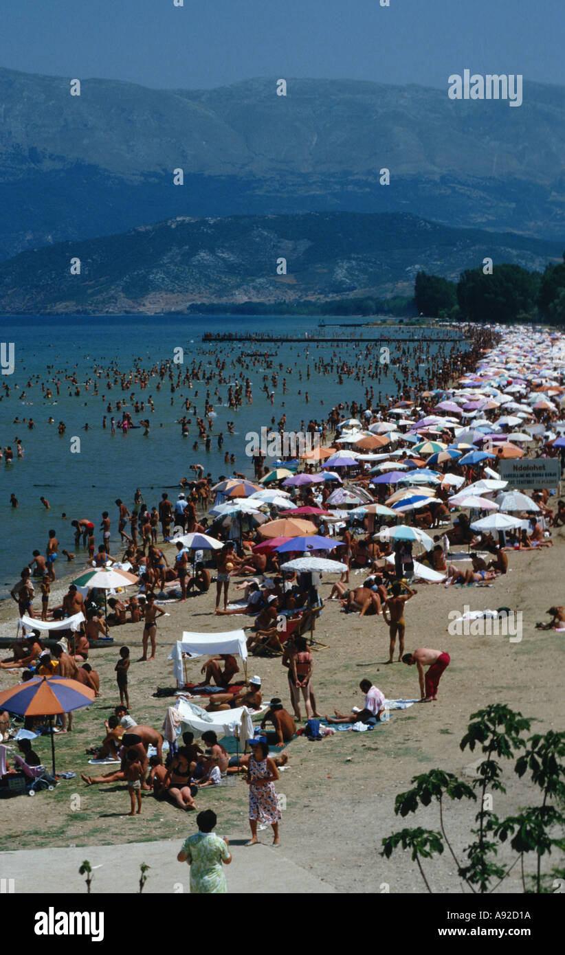 L'Albania spiaggia presso il lago di Ohrid vicino a Pogradec Foto Stock