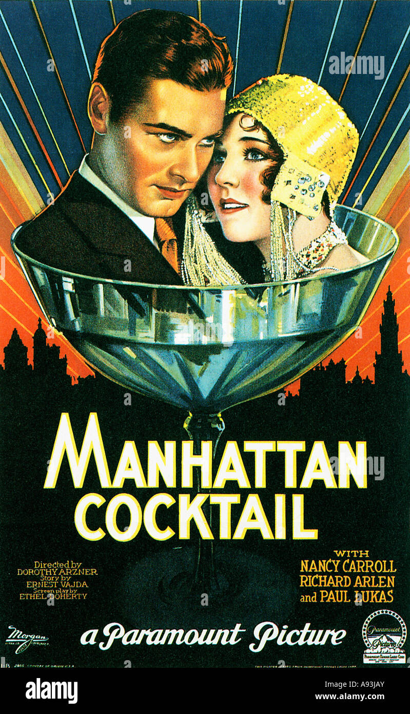 Manhattan Cocktail splendidi poster per il filmato 1928 melodramma ormai tristemente perso di vista Foto Stock