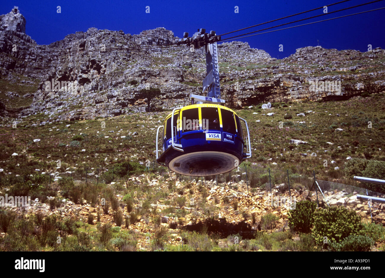 Visto sponsorizzato cabinovia di Table Mountain offre 360 gradi di rotazione viste di area sulla Penisola del Capo Sud Africa Foto Stock