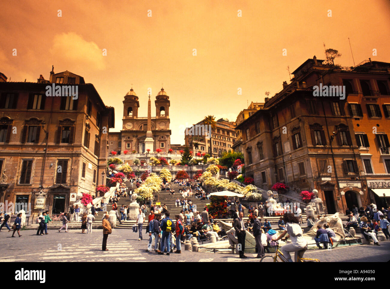 Famosa Scalinata di piazza di Spagna a Roma Italia Foto Stock