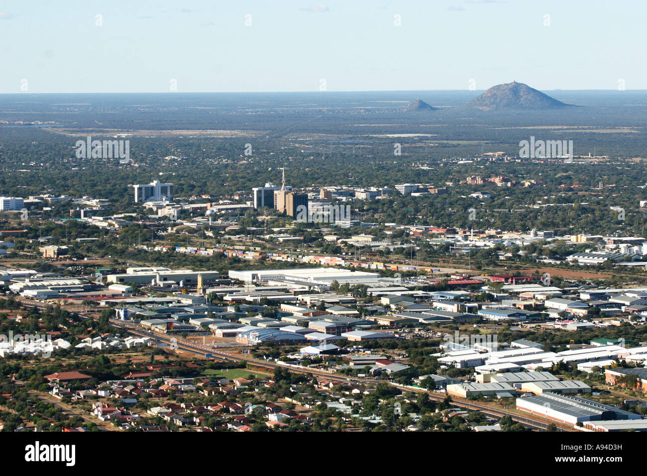 Gaborone città come visto dalla cima della collina Kgale Gaborone Botswana Foto Stock