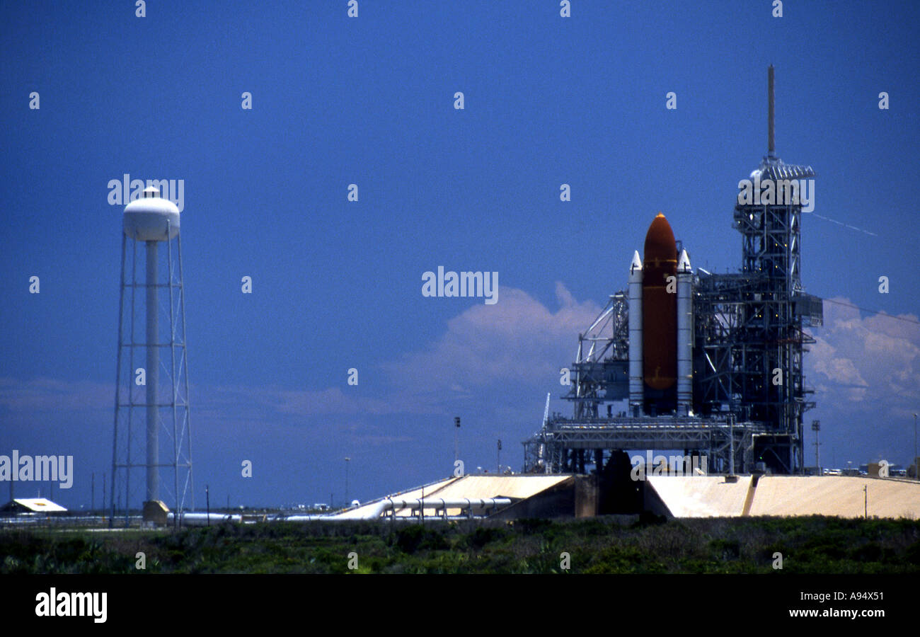Space Shuttle sulla rampa di lancio a Cape Kennedy in Florida Foto Stock