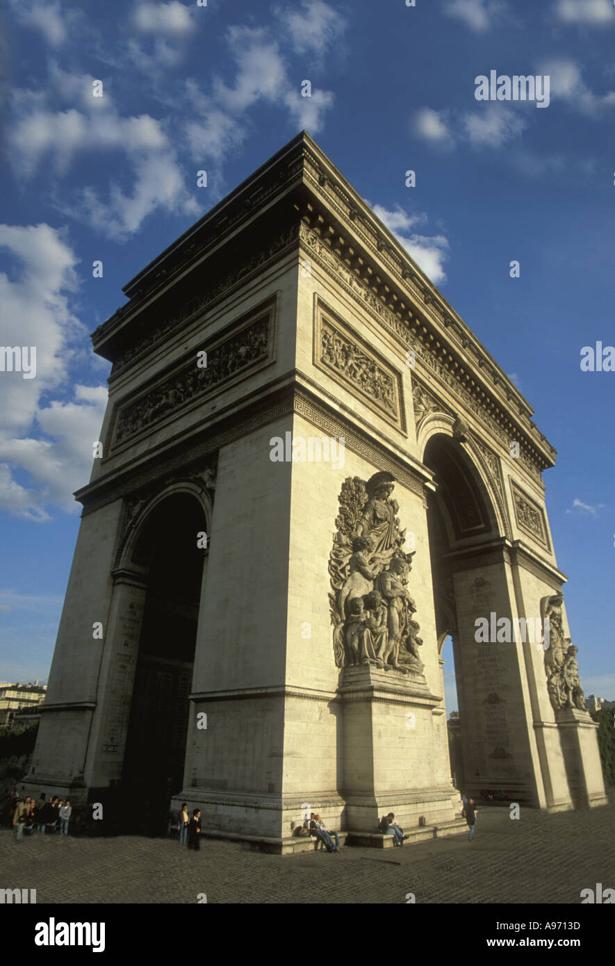 Paris Arc de Triomphe Place Charles de Gaulle Champs Elysee Etoile Francia Europa Foto Stock