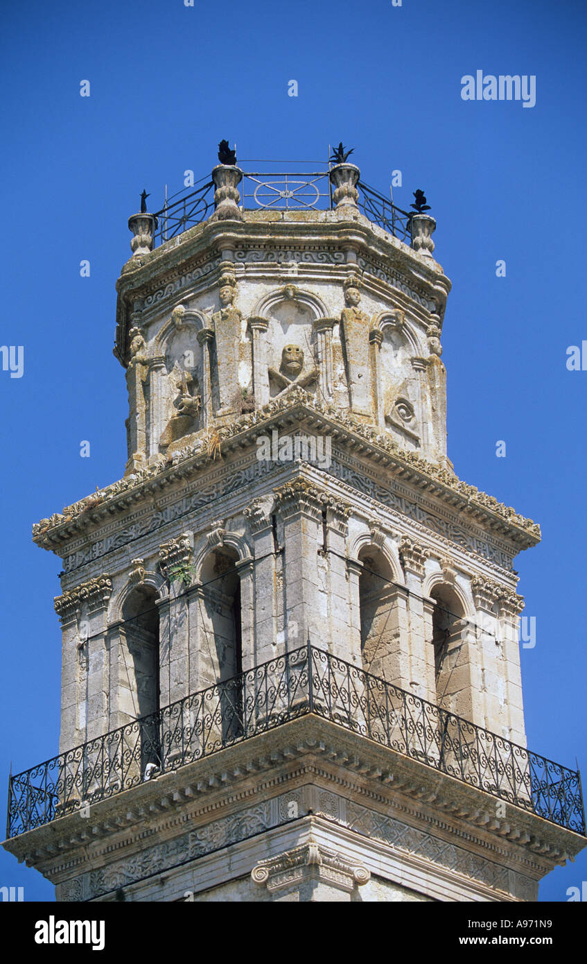 La grecia ionica isola di Zante il campanile di una chiesa antica a kiliomenou Foto Stock