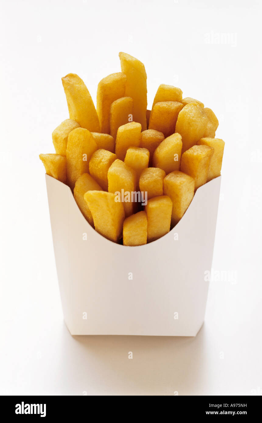 Tagliato spesso le patatine fritte in bianco Fast Food FoodCollection Box Foto Stock