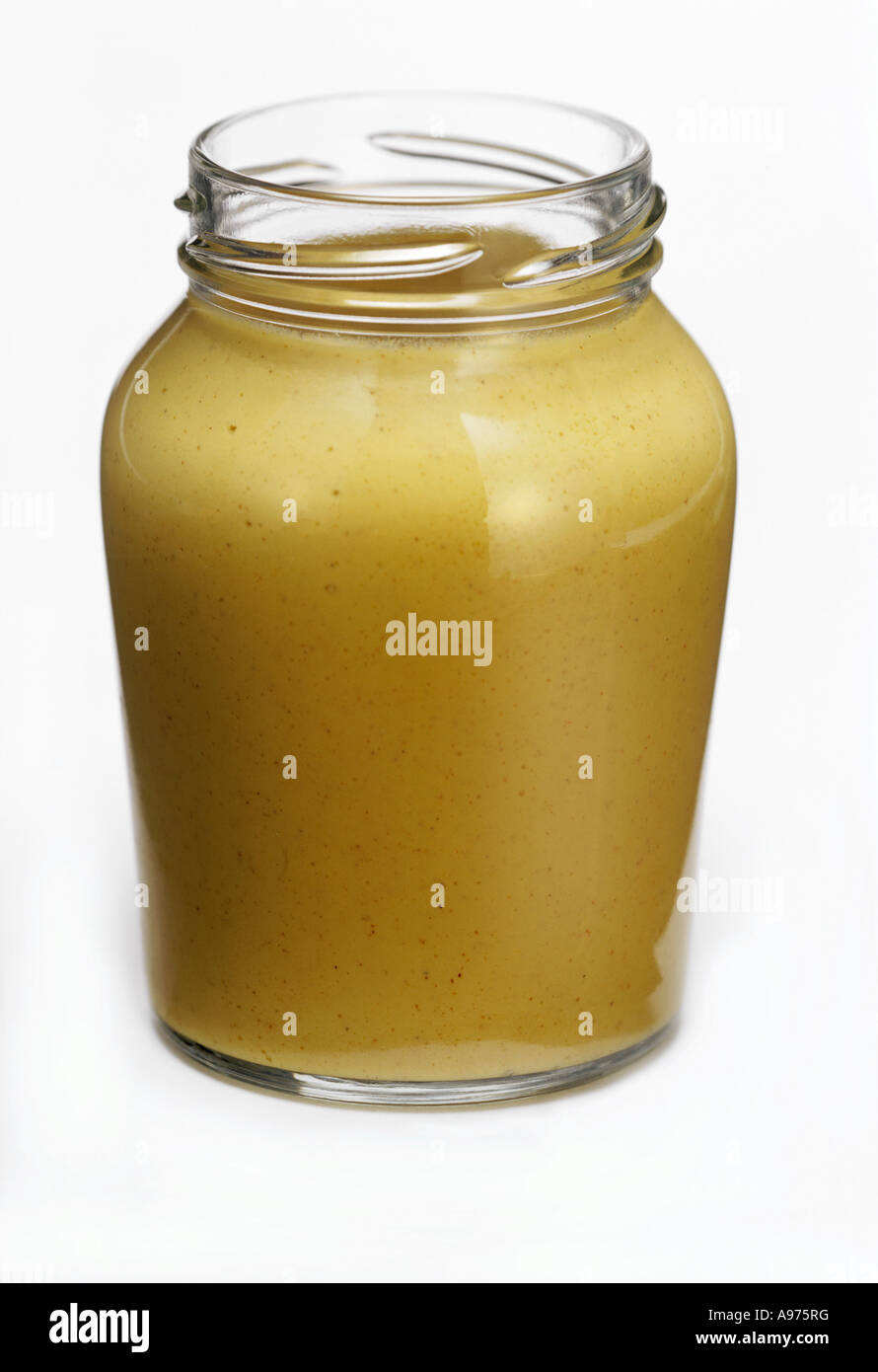 Un vasetto di senape gialla FoodCollection Foto Stock