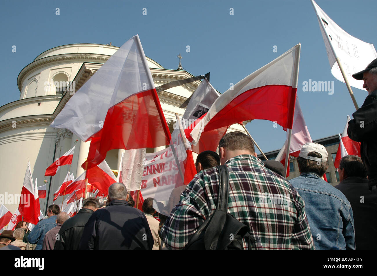 Messa nella chiesa di Sant'Alessandro prima di anti-aborto dimostrazione a Varsavia, Polonia Foto Stock