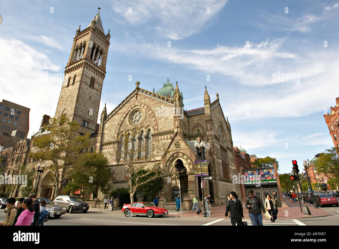 Boston Massachusetts Vecchia Chiesa sud su Boylston Street esterno in stile gotico veneziano Foto Stock