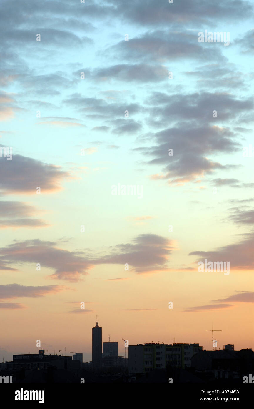 Tramonto su Varsavia Foto Stock