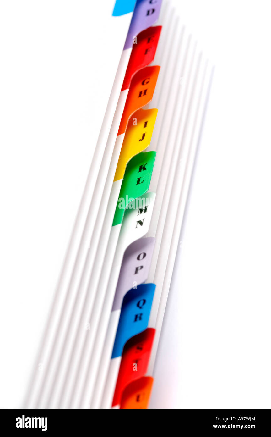 Indice schede Foto Stock