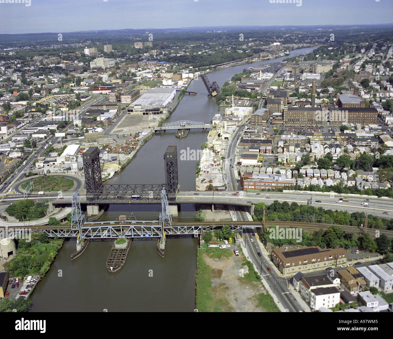 Vista aerea del Fiume Passaic, Newark, New Jersey, U.S.A. Foto Stock