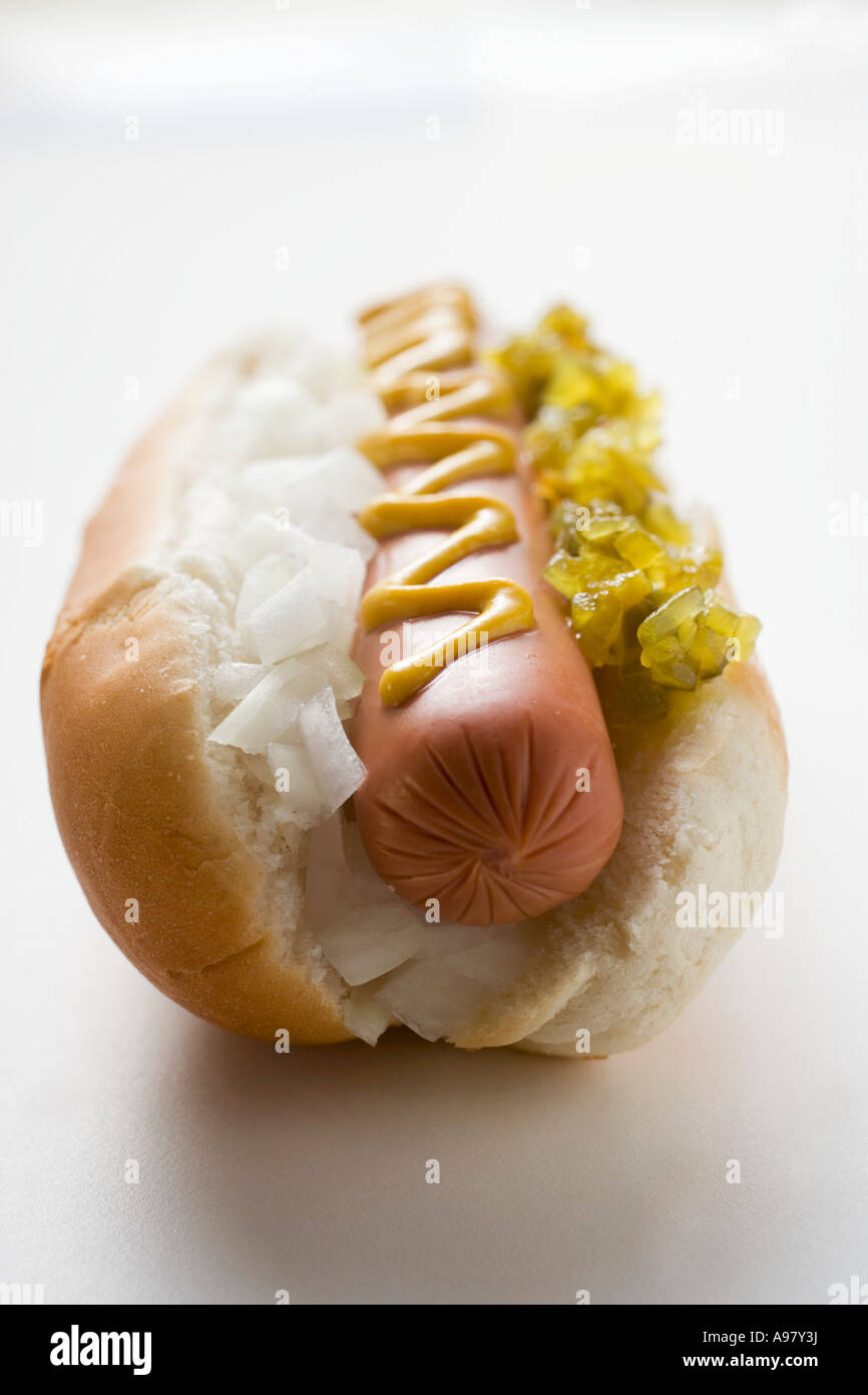 Hot Dog con sapore di senape e cipolle FoodCollection Foto Stock