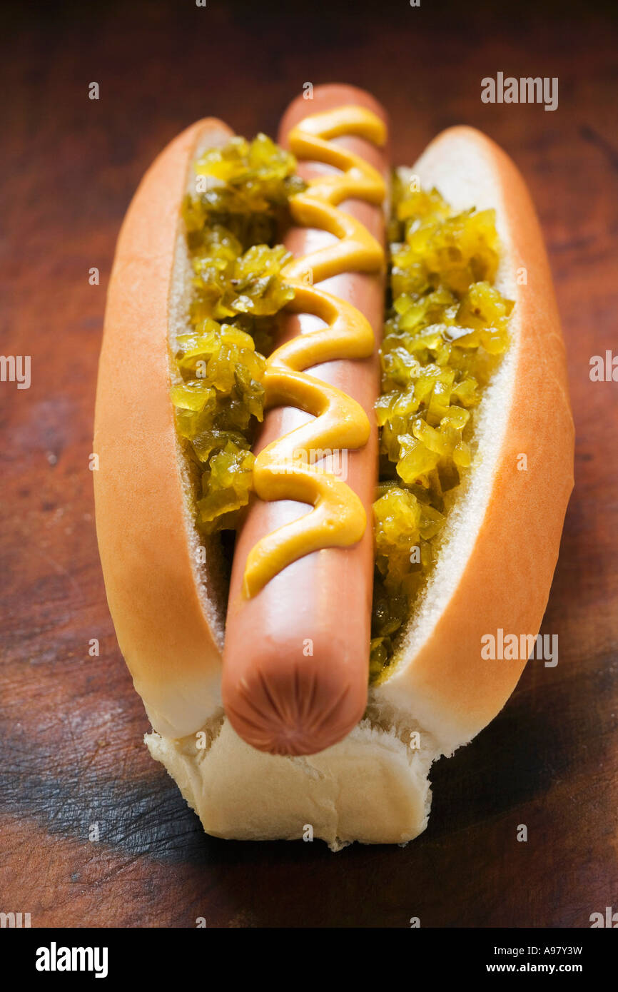 Hot Dog con senape e assaporare FoodCollection Foto Stock