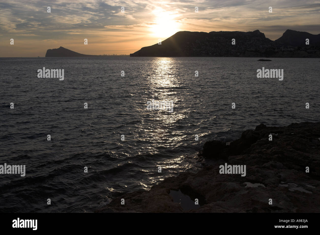 Lo Skyline di Benidorm, Costa Blanca, Spagna, Europa Foto Stock