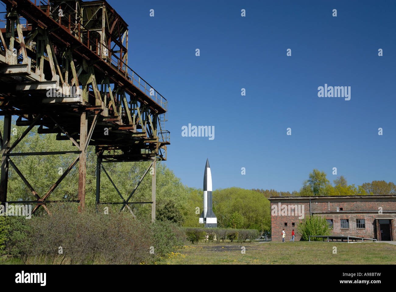 V2 razzo su display a Peenemünde armi naziste sito di ricerca, Germania Foto Stock