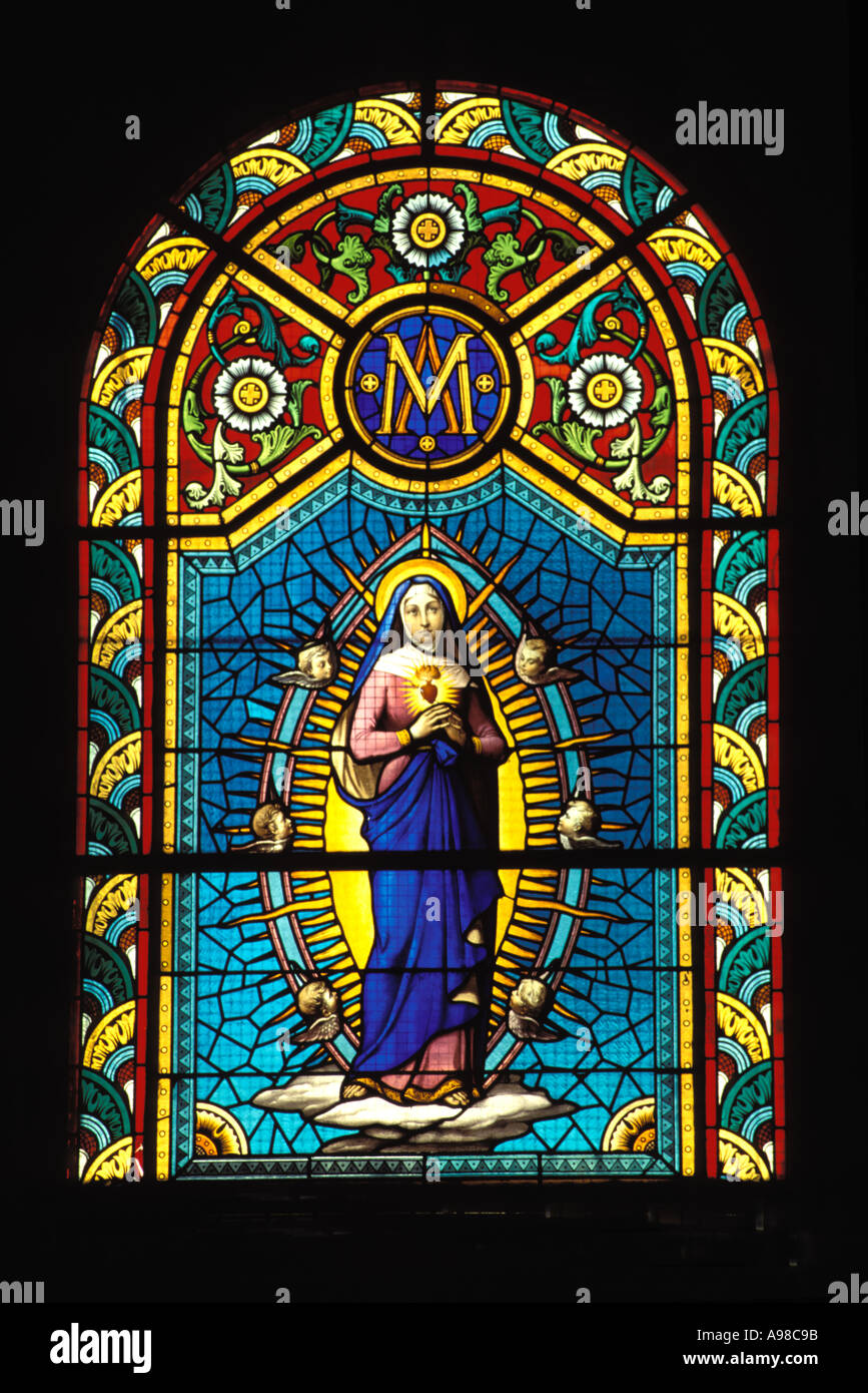 Martinica, Fort de France, vetrate, la Cattedrale di St Louis Foto Stock