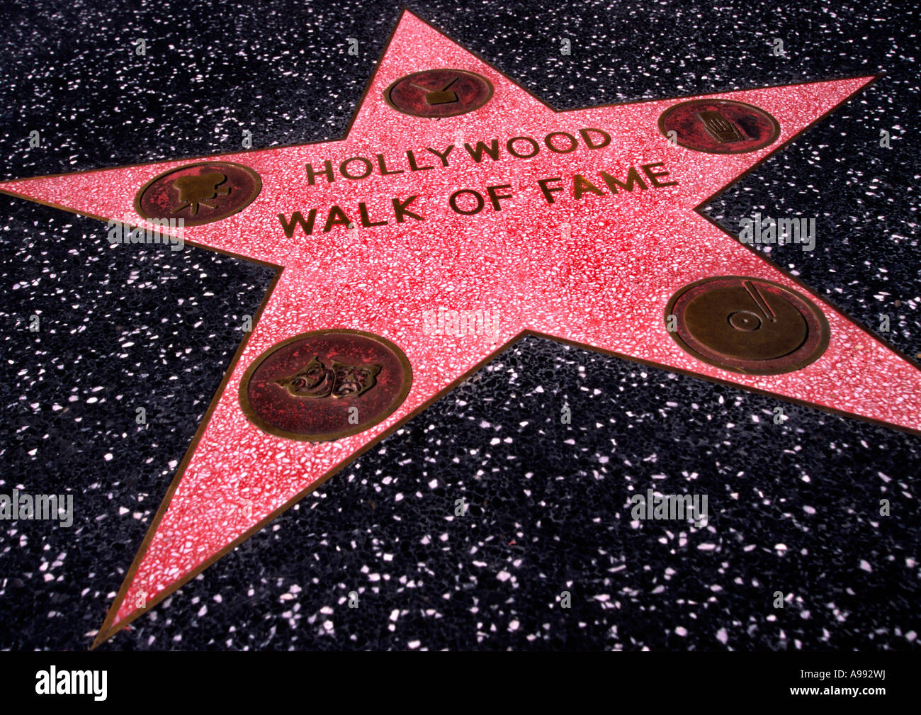 Hollywood Walk of Fame star in marciapiede in Hollywood Los Angeles California USA Foto Stock