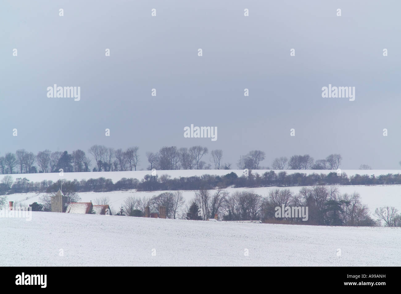 Campagna di Kent in inverno la neve Foto Stock