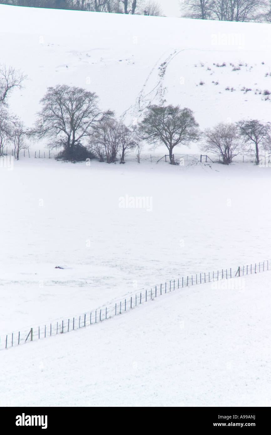 Campagna di Kent in inverno la neve Foto Stock