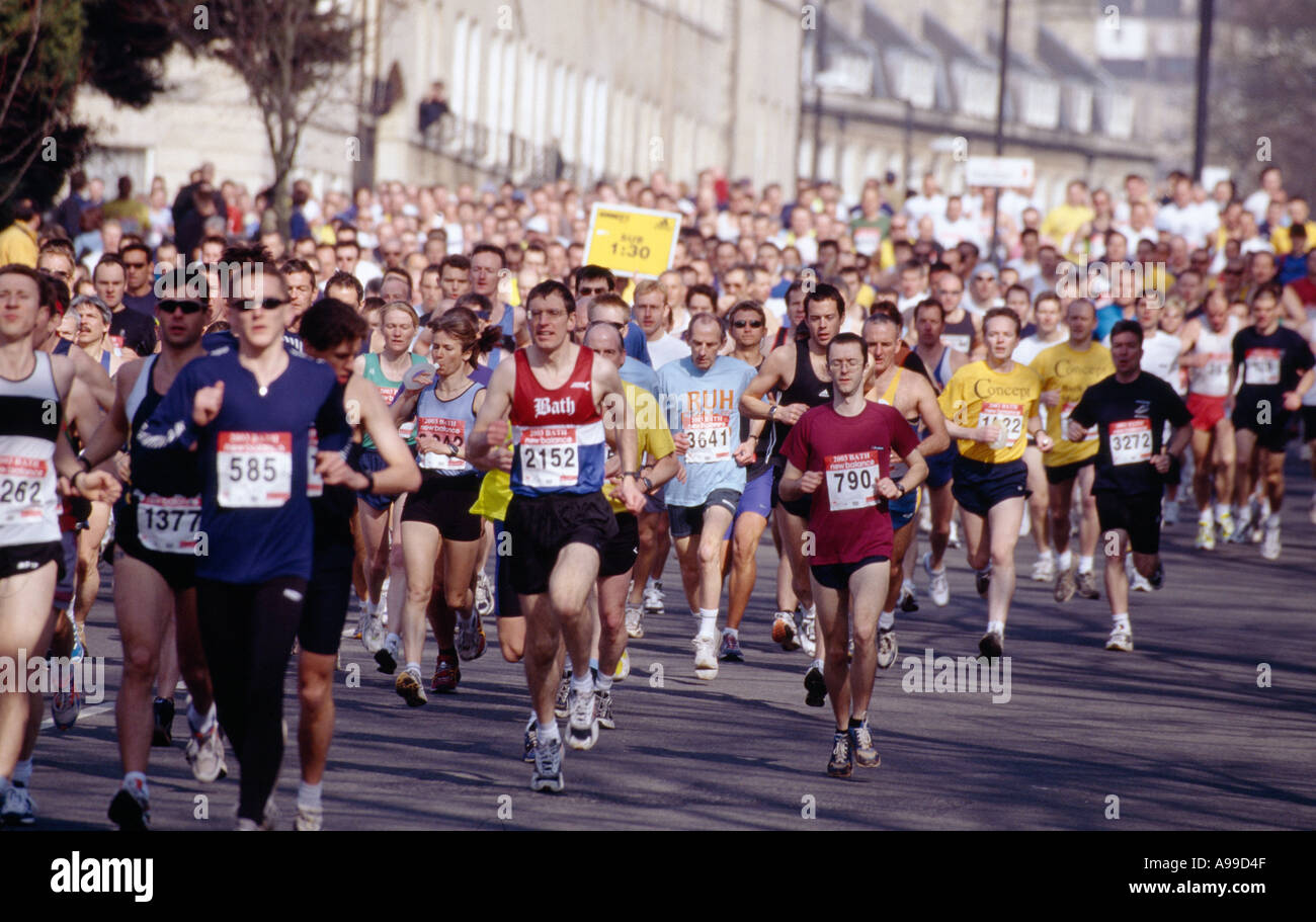 Guide di scorrimento in vasca Mezza Maratona Città di Bath Regno Unito Foto Stock