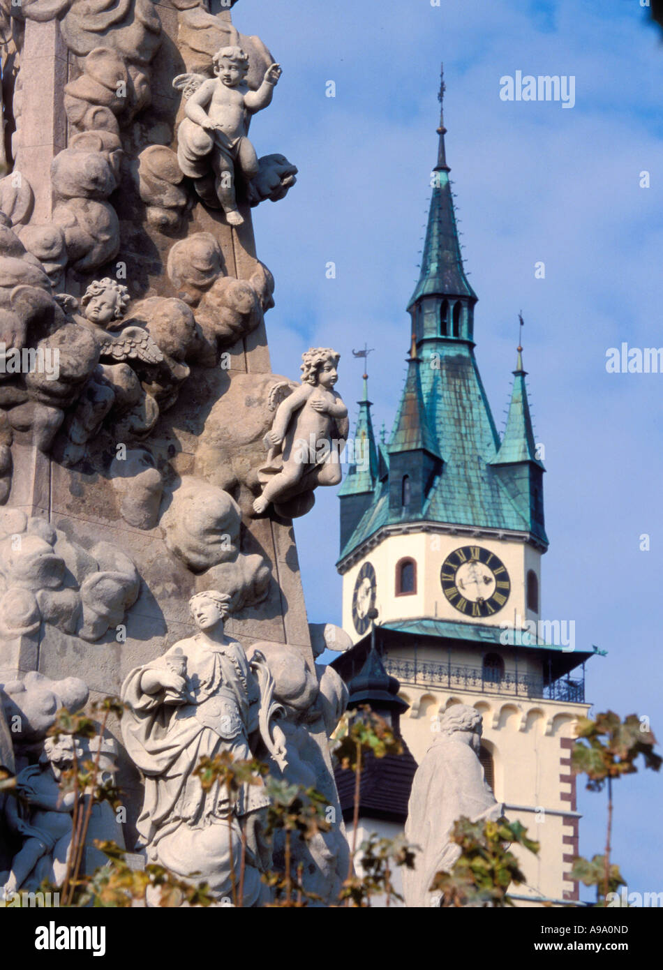 Kremnica città risale al 1328 anno Monumento a persone morirono nel 1765 72 epidemie momument mostra 67 persone Foto Stock