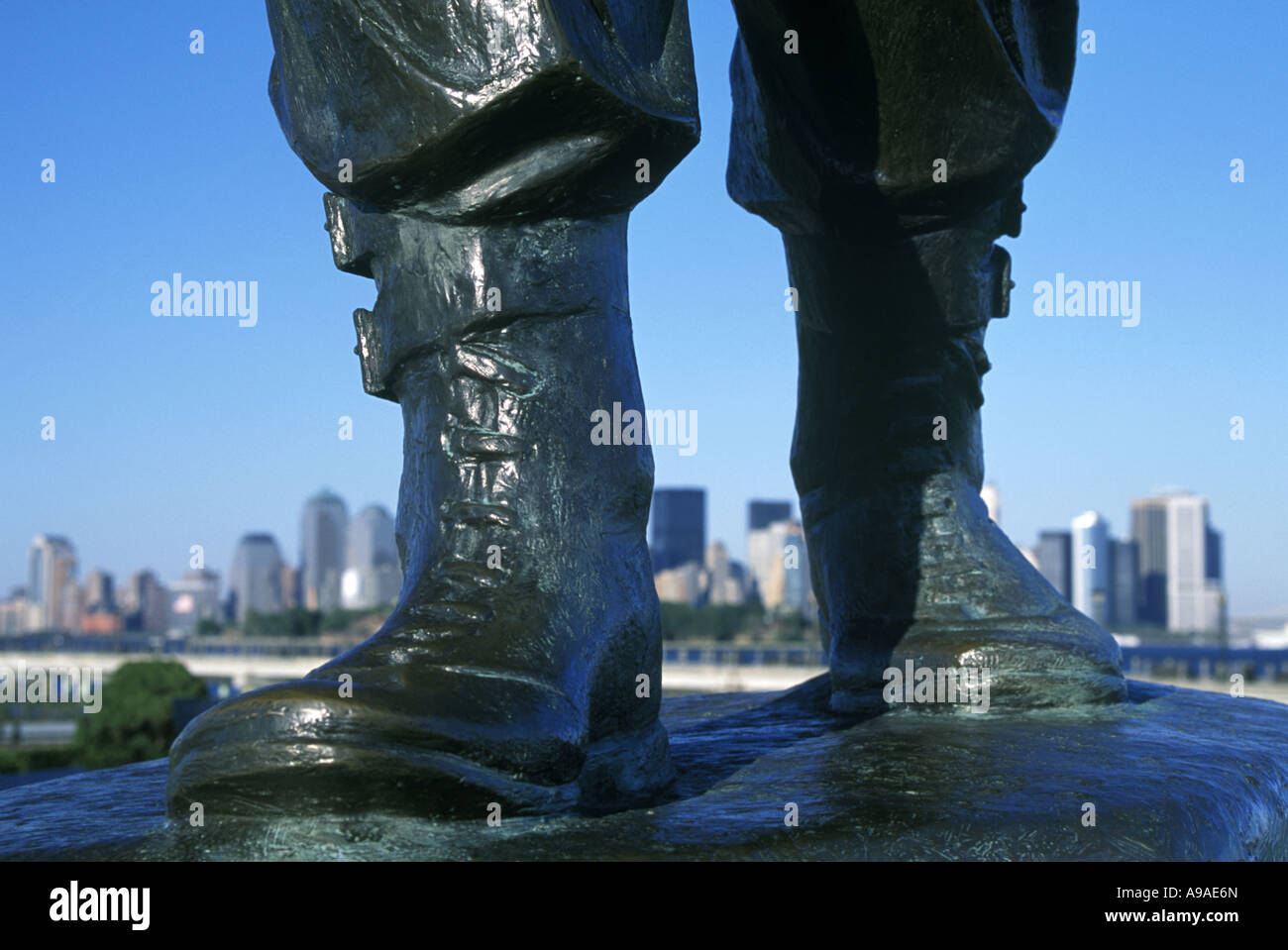 Stivali DI GUERRA MONDIALE 2 Statua Liberty State Park NEW JERSEY USA Foto Stock