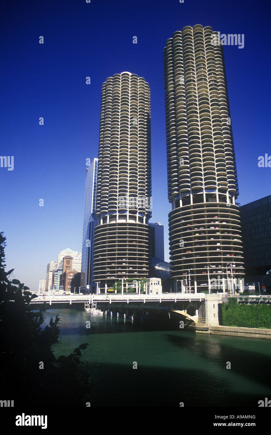 Città MARINA TOWERS (©BERTRAND GOLDBERG 1964) Il loop downtown Chicago ILLINOIS USA Foto Stock