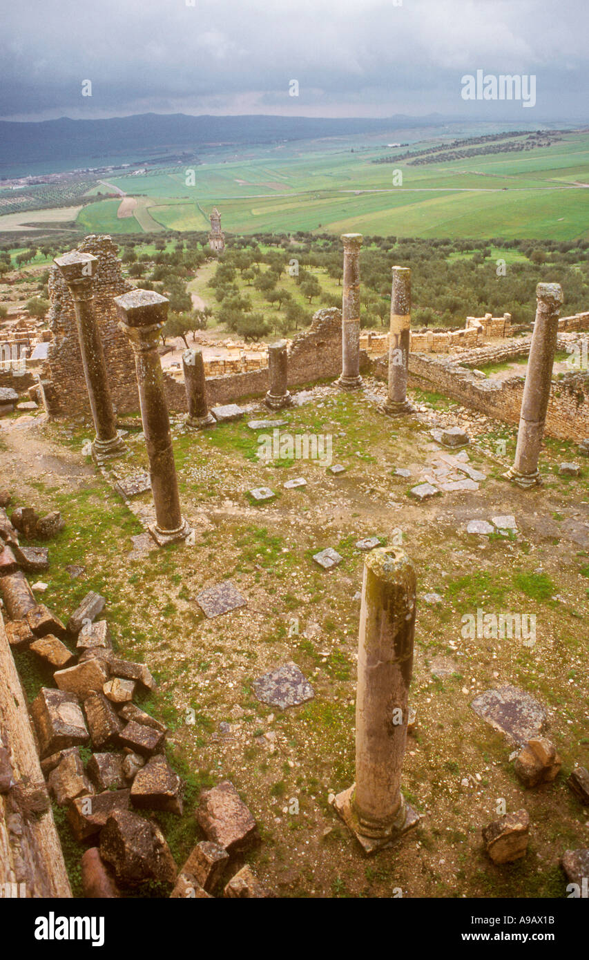 Rovine del tempio romano Dougga Tunisia Africa Foto Stock