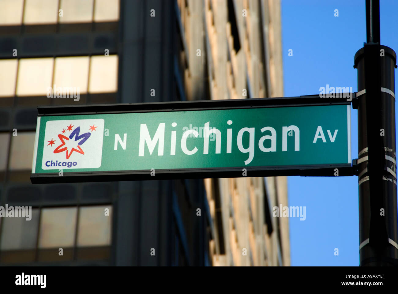 Chicago's Michigan Avenue segno Foto Stock