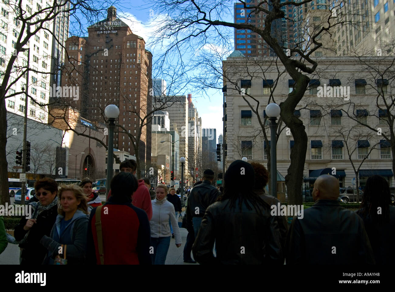 Chicago Michigan Avenue in primavera Foto Stock