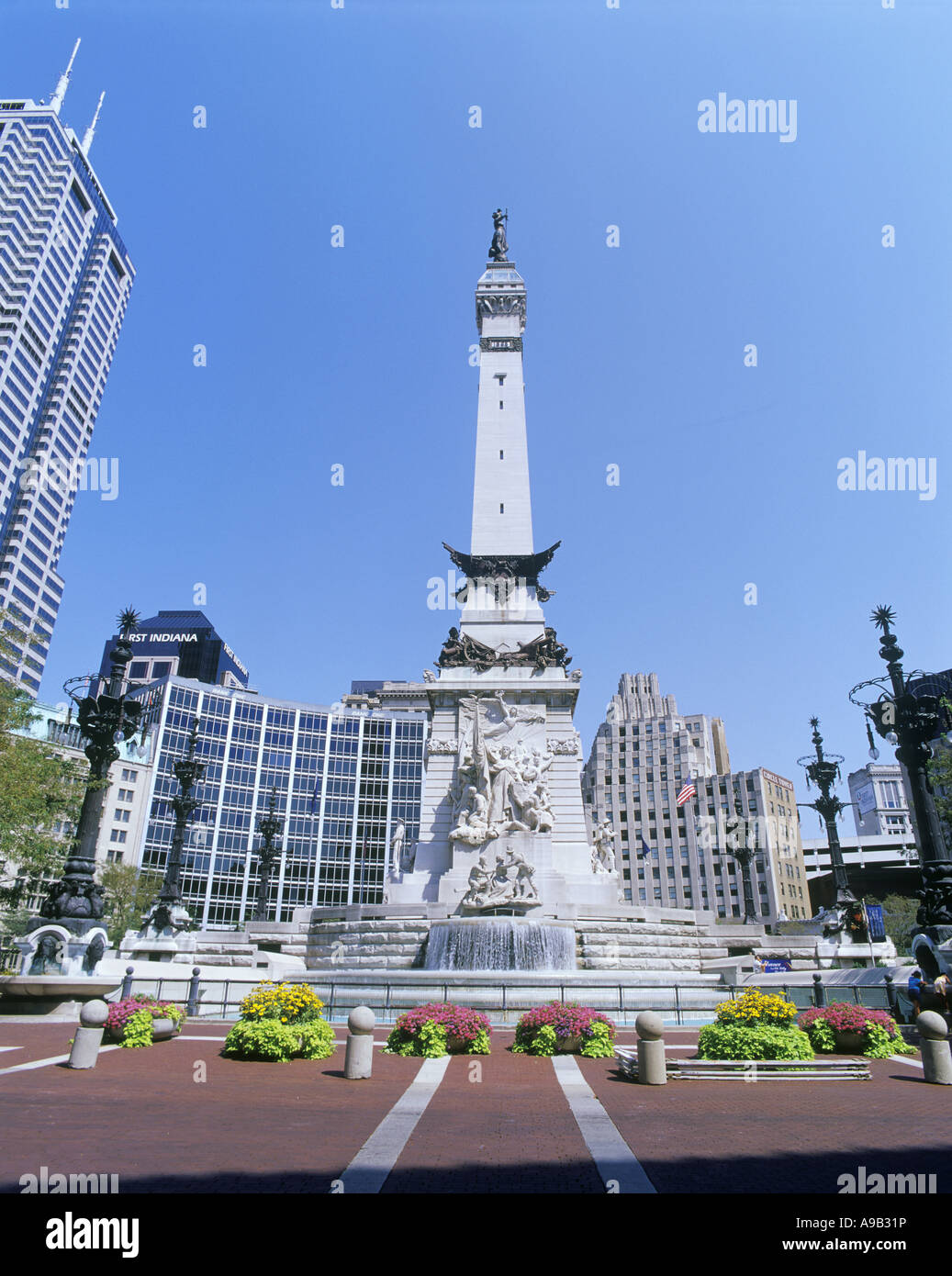 Soldati marinai monumento fontana (©BRUNO Schmitz 1888) Monument Circle Indianapolis in Indiana USA Foto Stock