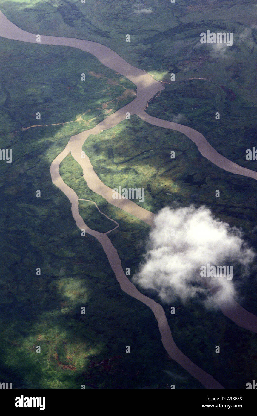 Una veduta aerea del fiume Nilo in Sudan meridionale Foto Stock