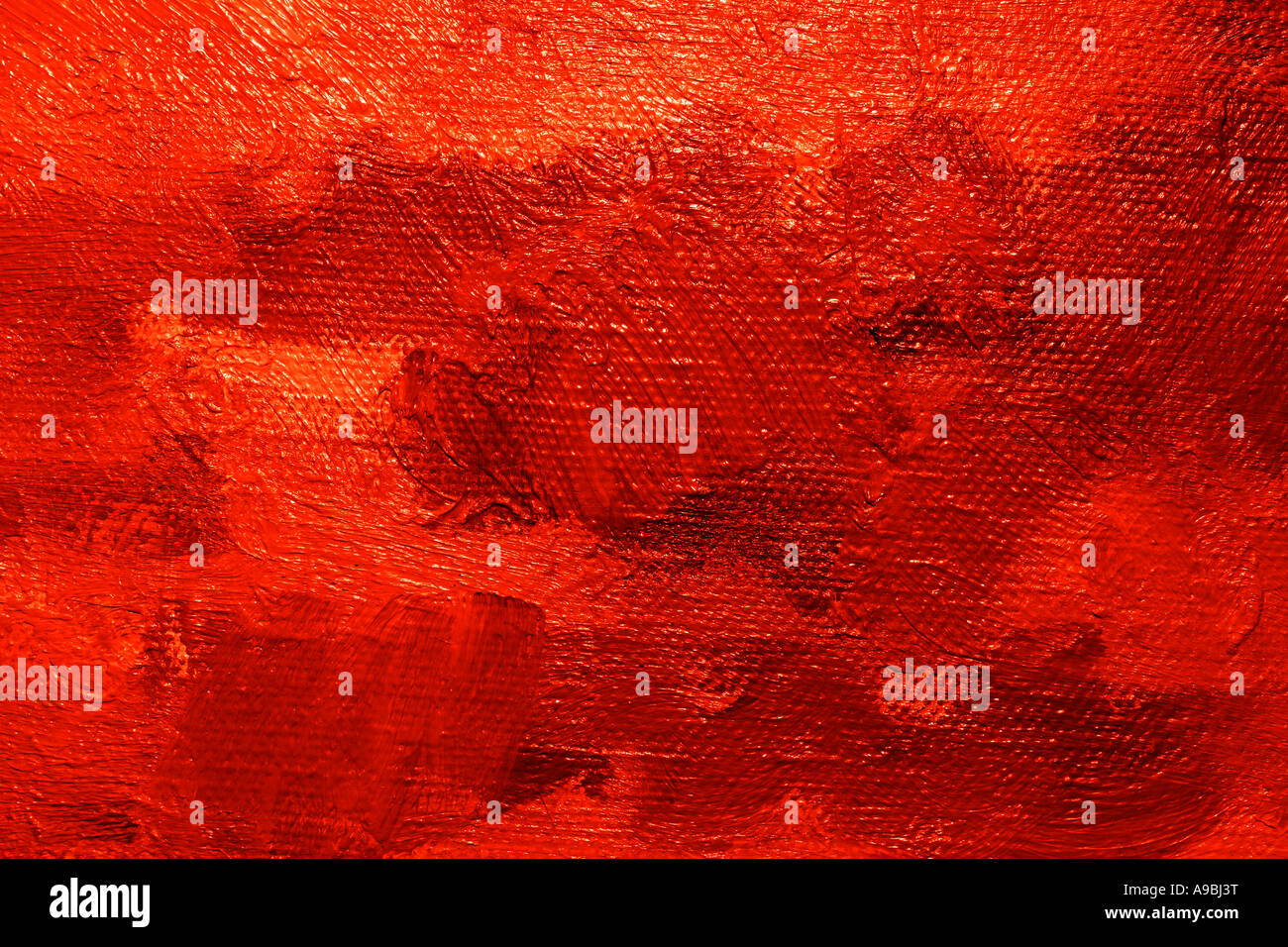 Close up di un olio tele dipinte di consistenza e i tratti di pennello ben visibili Foto Stock