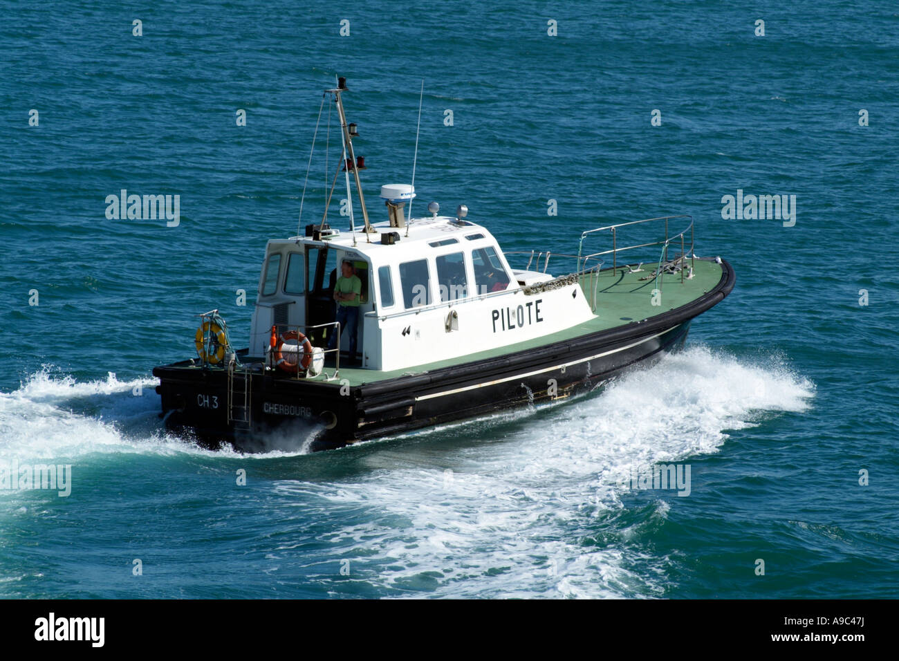 Barca pilota Cherbourg Francia Europa Foto Stock