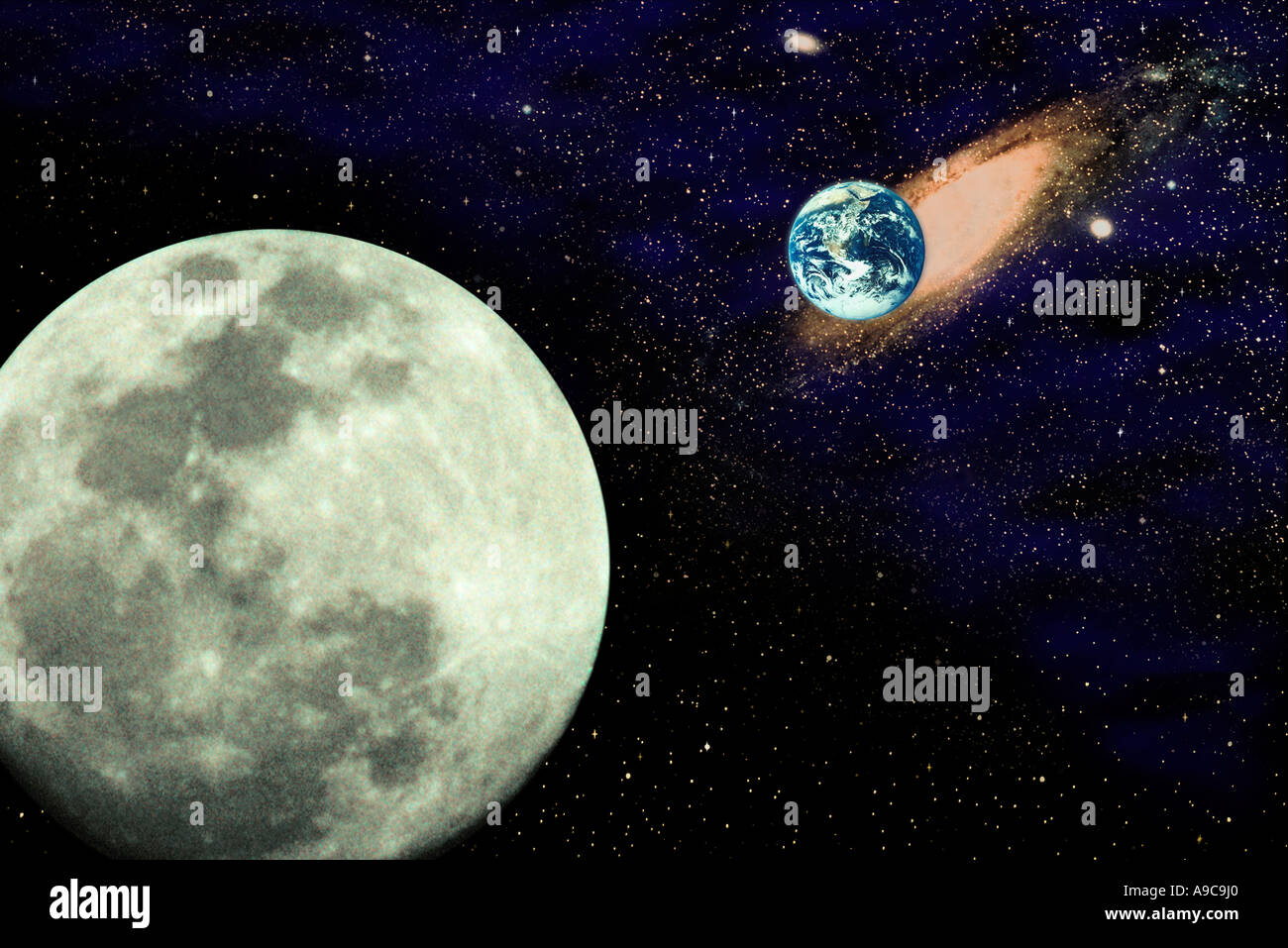 Luna e terra Foto Stock