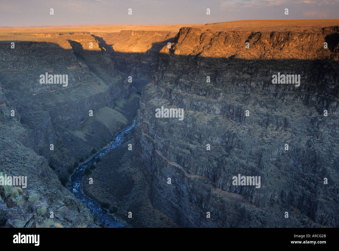 Sunrise i colori delle pareti superiori di Bruneau Canyon in Idaho USA Foto Stock