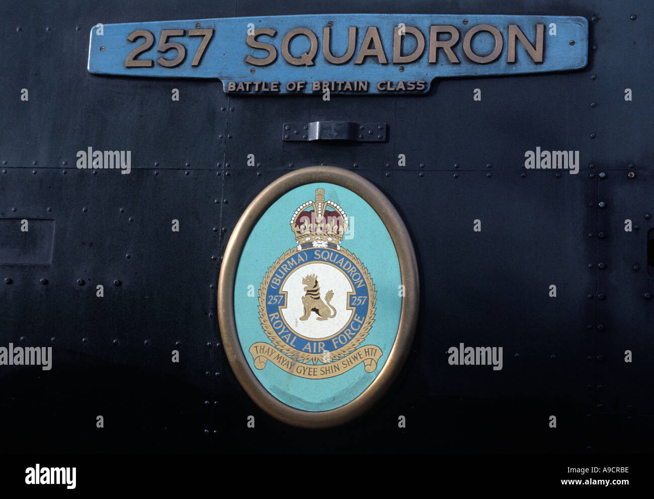 Il monogramma della Battaglia di Bretagna classe locomotiva a vapore 257 Squadrone Foto Stock