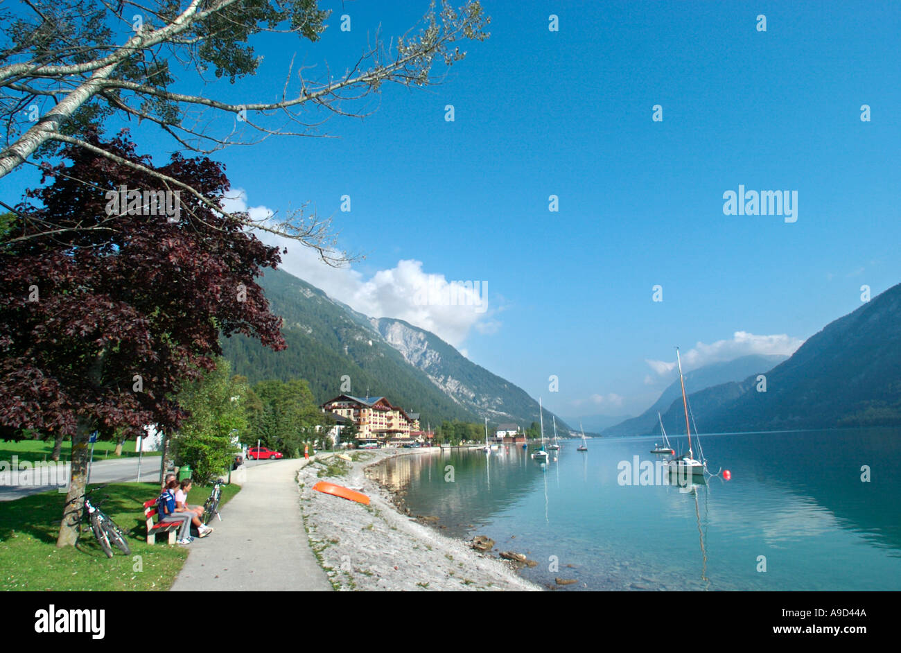 Lakeside Pertisau Lago Achensee Tirol Austria Foto Stock