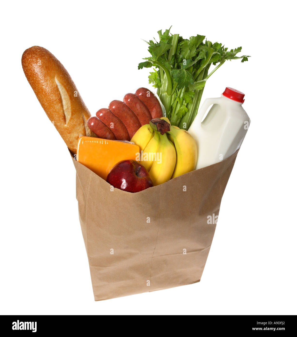 Negozio di generi alimentari sacchetto pieno di negozi di generi alimentari Foto Stock