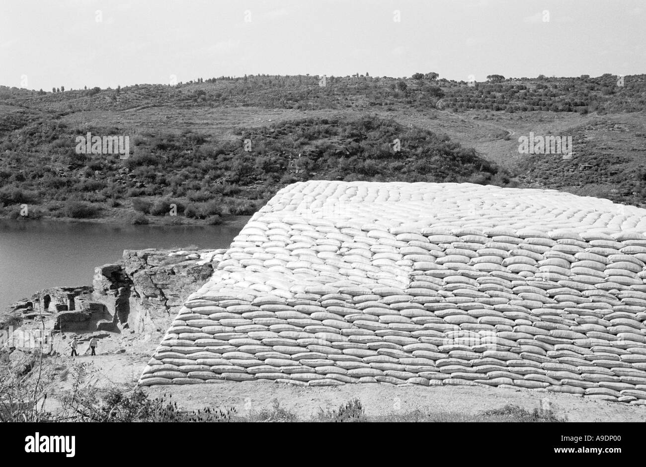 Rovine romane coperto prima di essere sommerso dall'acqua di Alqueva lake Foto Stock