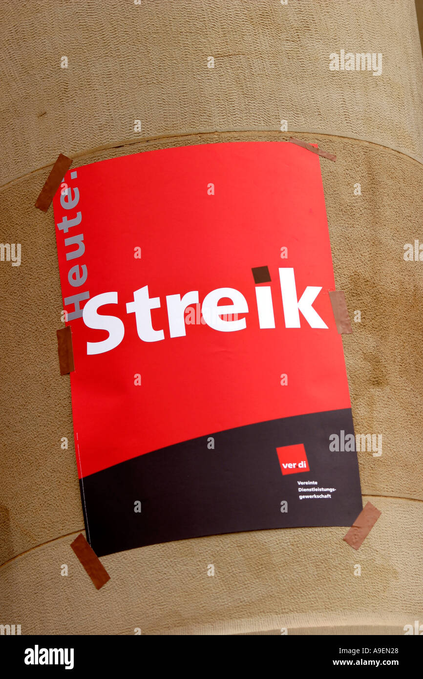 Sciopero nel ritiro tedesco del lavoro Opera house Francoforte Germania Foto Stock