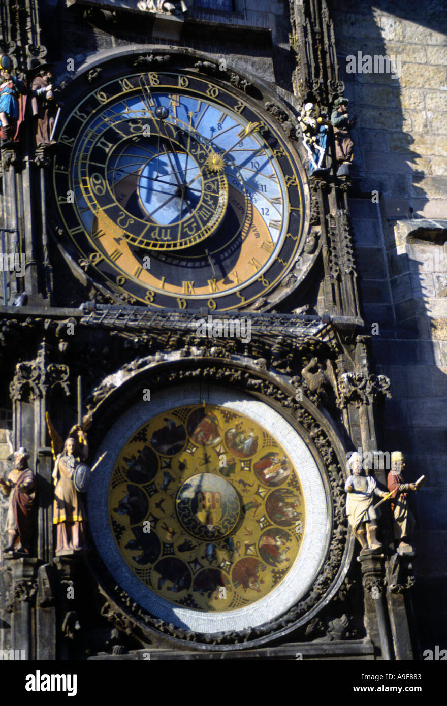 Orologio Astronomico nella piazza della Città Vecchia di Praga Repubblica Ceca Foto Stock