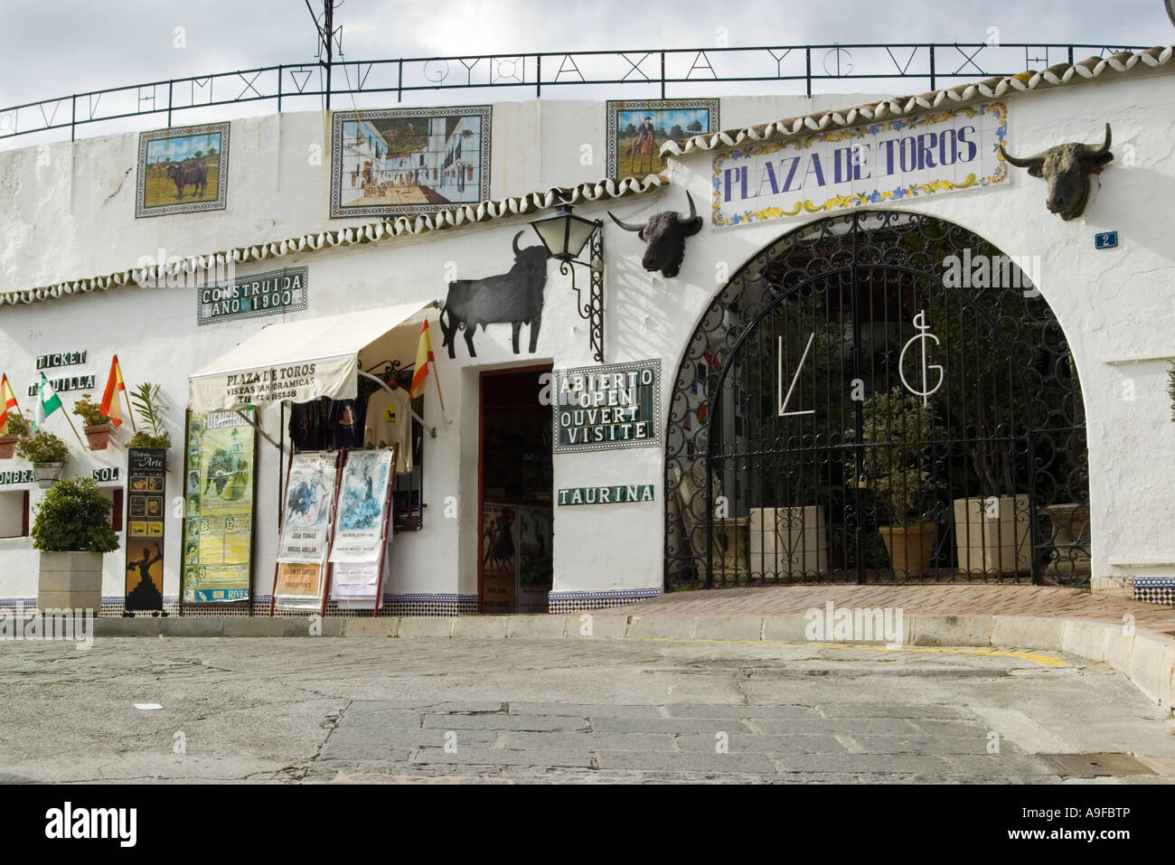 Ingresso del Bull Ring in Mijas Spagna. Foto Stock