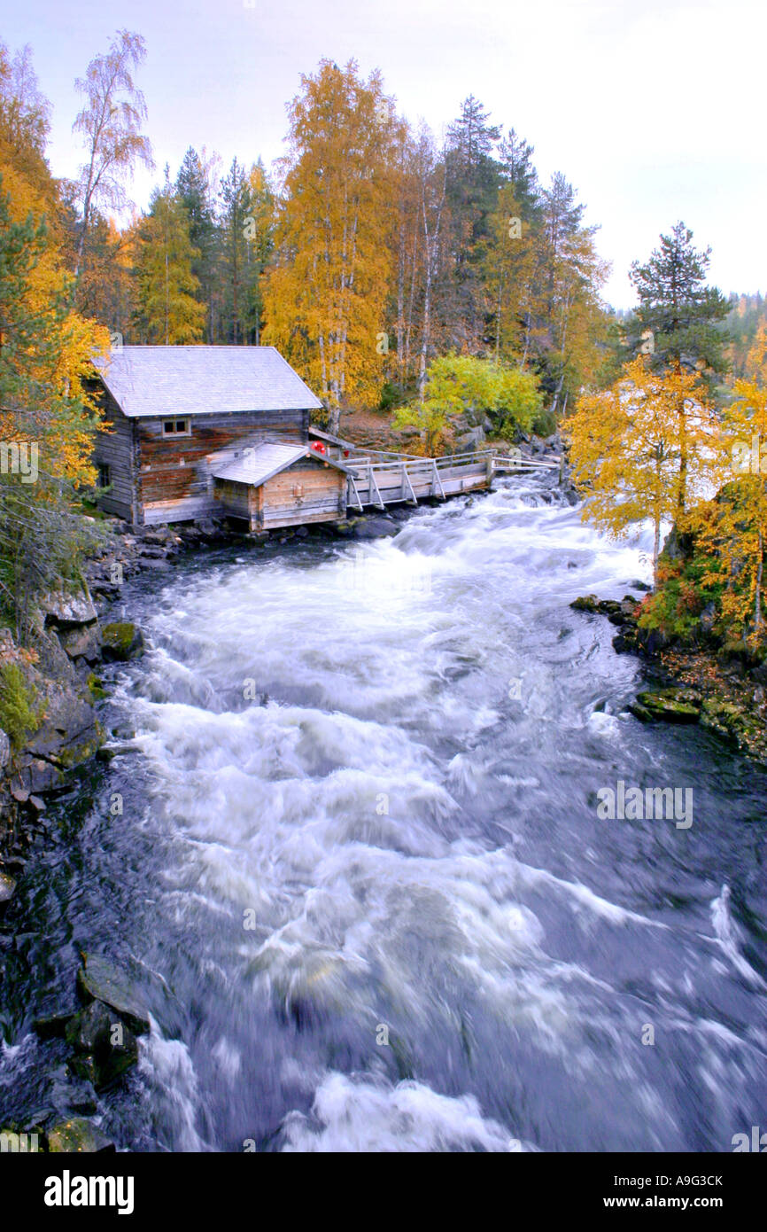Cascata Myllykoski, Finlandia, Oulu, Kuusamo Foto Stock