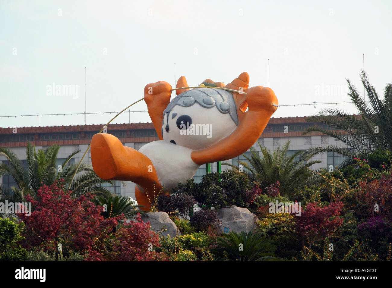 Olimpiadi di Pechino 2008 Mascotte Piazza Tiananman Cina Foto Stock