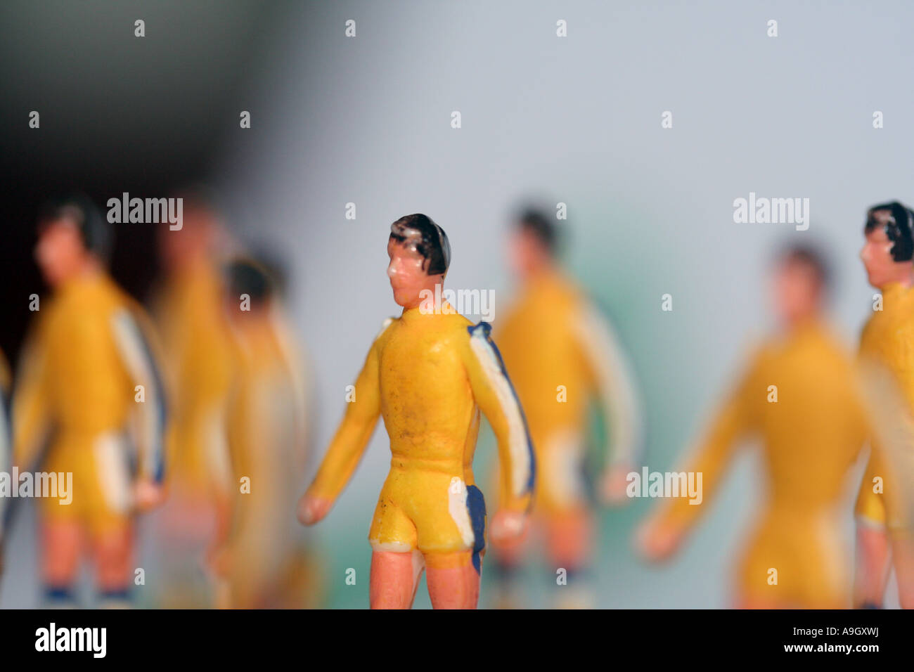Subbuteo® Replica di Leeds Tabella giocatori di football team Foto Stock